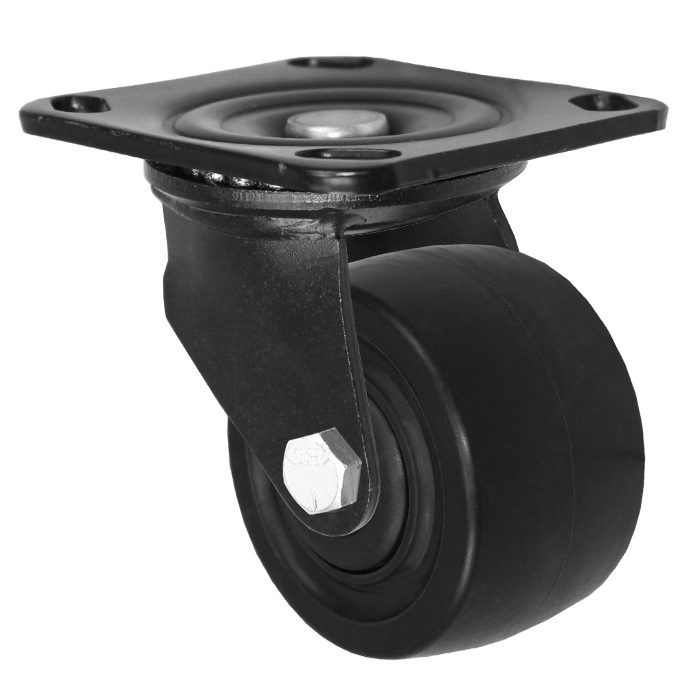 Swivel caster, 3" x 1-13/16" glass-filled nylon wheel, Plate 4 x 4-1/2"