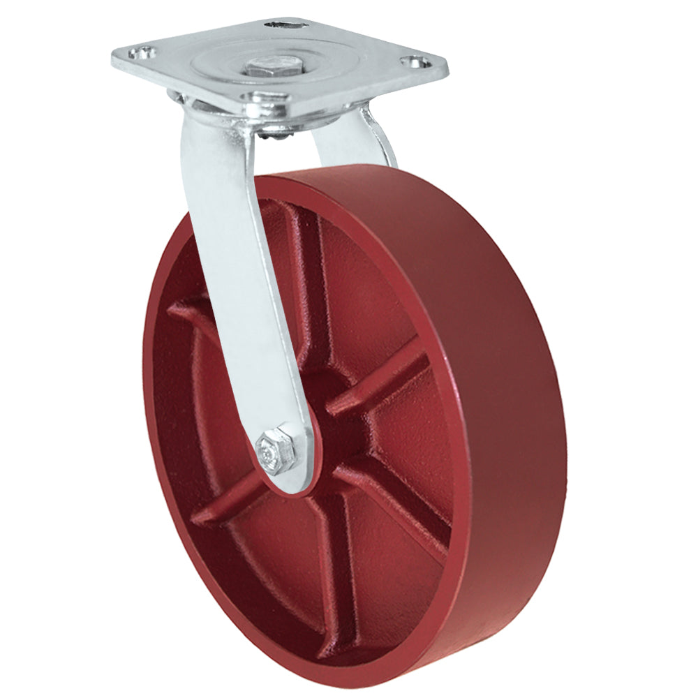 Swivel caster, 8" x 2" ductile steel wheel, Plate 4 x 4-1/2"