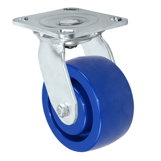 Swivel caster, 4" x 2" solid polyurethane wheel, Plate 4 x 4-1/2"