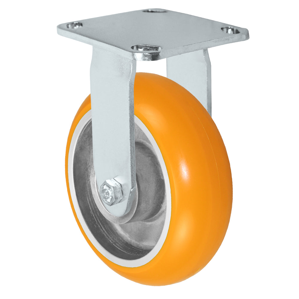 Rigid caster, 6" x 2" donut polyurethane on aluminum wheel, Plate 4 x 4-1/2"