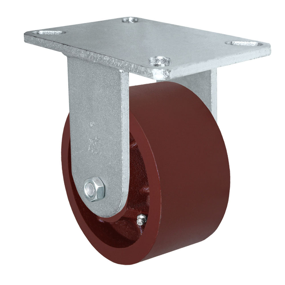 Rigid caster, 6" x 3" ductile steel wheel, Plate 5-1/4 x 7-1/4" (photo from a matching CasterHQ rigid)