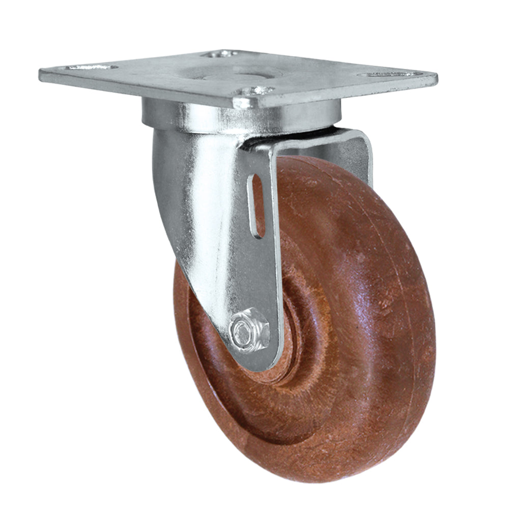 Swivel caster, 4" x 1-1/4" high-temp glass-filled nylon wheel, Plate 2-3/8 x 3-5/8"