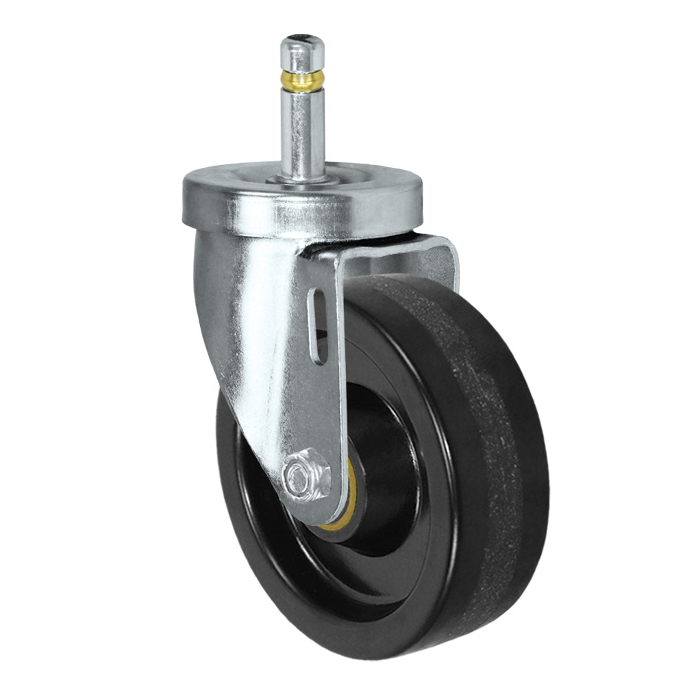 Swivel caster, 4" x 1-1/4" phenolic wheel, Grip ring stem 7/16 x 1-3/8"