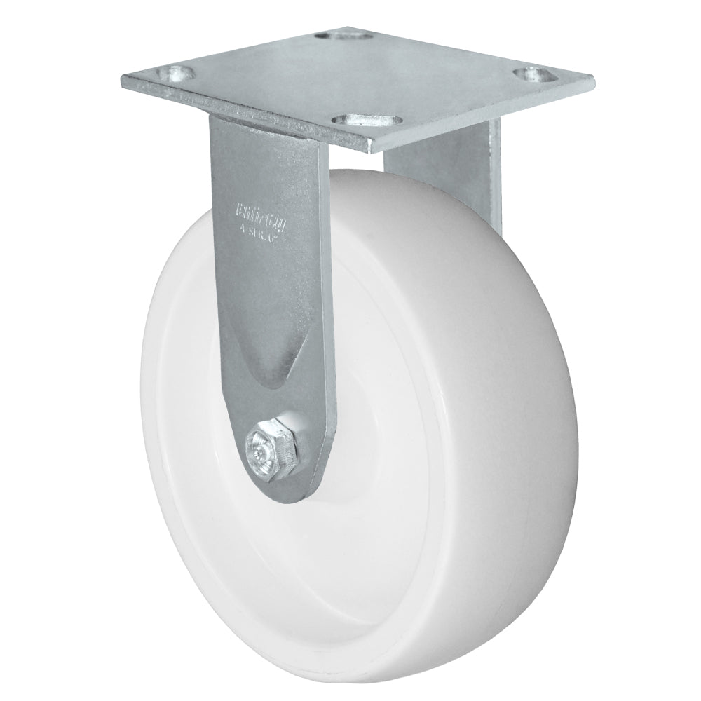 Rigid caster, 6" x 2" polyolefin wheel, Plate 4 x 4-1/2"