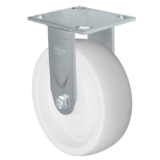 Rigid caster, 6" x 2" polyolefin wheel, Plate 4 x 4-1/2"