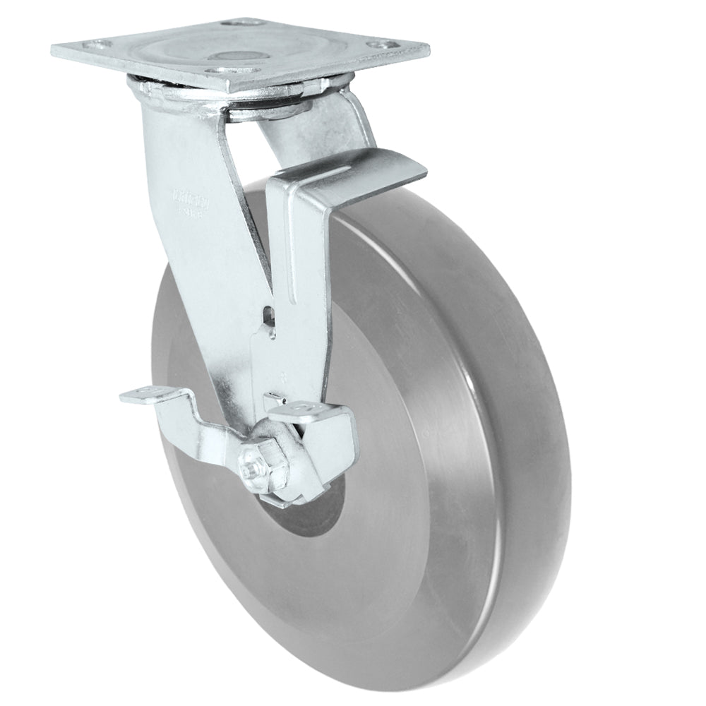 Side brake caster, 8 in. hd solid polyurethane wheel (34 Series shown)