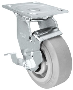 Side brake caster, 5 in. duratek rubber wheel (34 Series zinc-plated shown)
