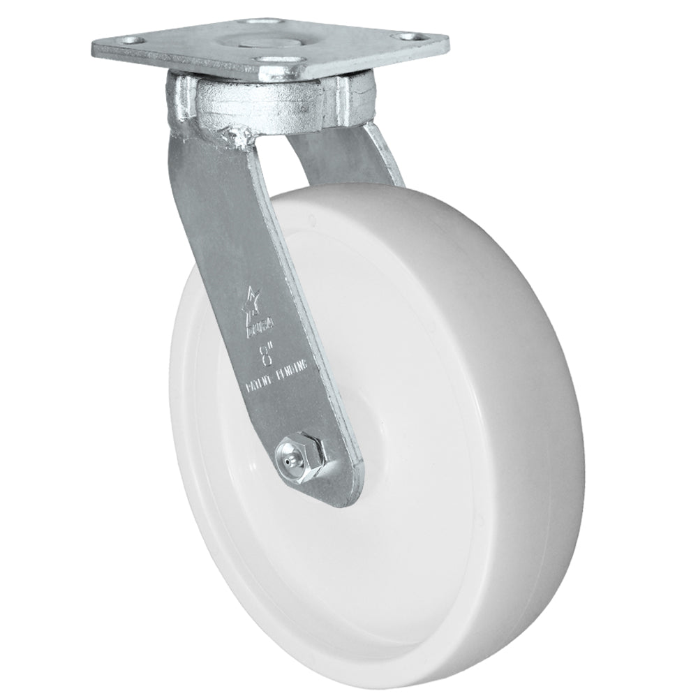Swivel caster, 8" x 2" polyolefin wheel, Plate 4 x 4-1/2"