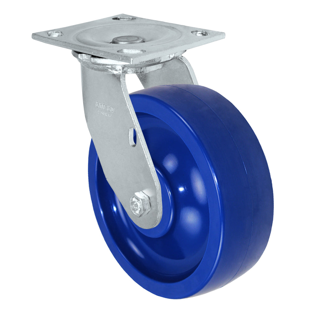 Swivel caster, 6" x 2" solid polyurethane wheel, Plate 4 x 4-1/2"