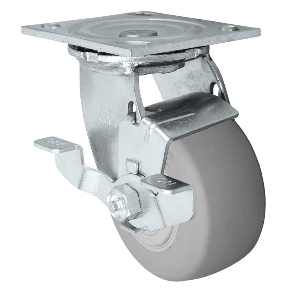 Side brake caster, 4 in. duratek donut rubber wheel (34 Series shown)
