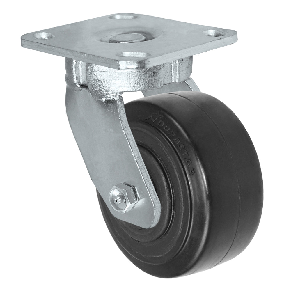 Swivel caster, 4" x 2" rubber on nylon wheel, Plate 4 x 4-1/2"
