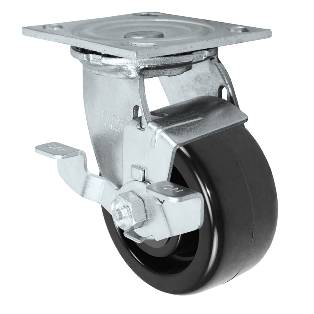 Side brake caster, 4 in. high-temp phenolic wheel (34 Series shown)