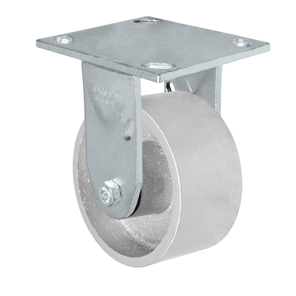 Rigid caster, 4" x 2" semi-steel wheel, Plate 4 x 4-1/2" (photo from a matching CasterHQ rigid)