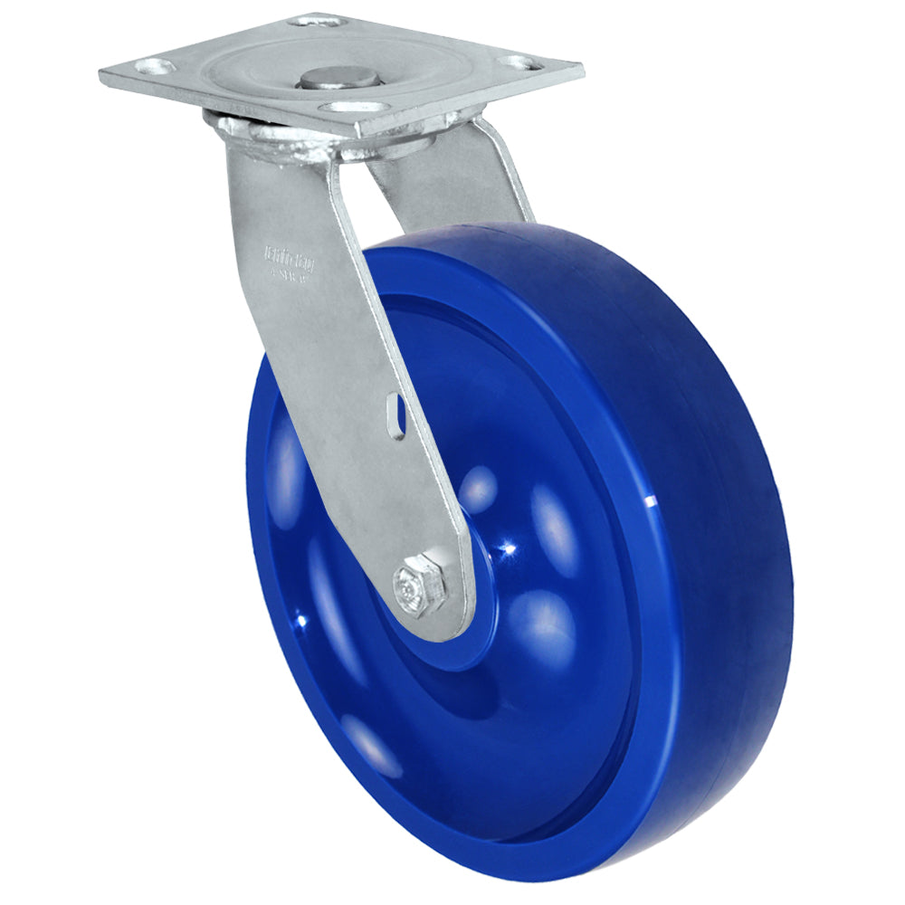 Swivel caster, 8" x 2" solid polyurethane wheel, Plate 4 x 4-1/2"
