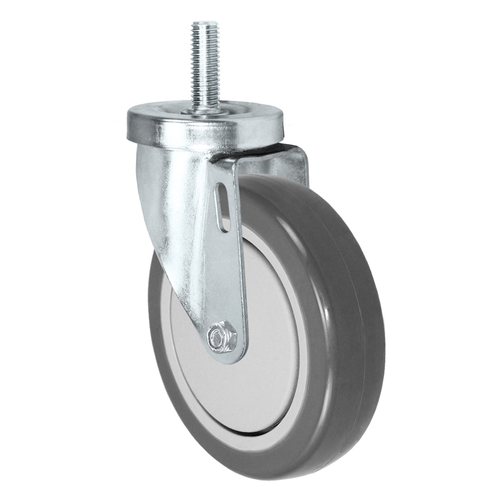 Swivel caster, 4" x 1-1/4" polyurethane wheel, Threaded stem 1/2-13 x 1-1/2" (zinc-plated 24 Series shown)