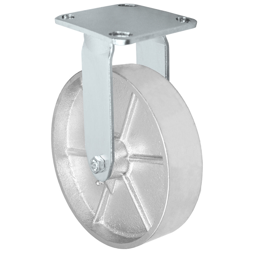 Rigid caster, 8" x 2" semi-steel wheel, Plate 4 x 4-1/2"