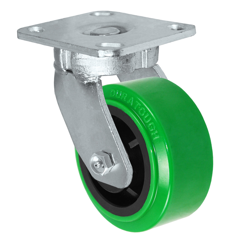 Swivel caster, 4" x 2" polyurethane on glass-filled nylon wheel, Plate 4 x 4-1/2"