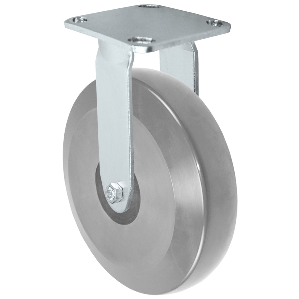 Rigid caster, 8" x 2" hd solid polyurethane wheel, Plate 4 x 4-1/2"
