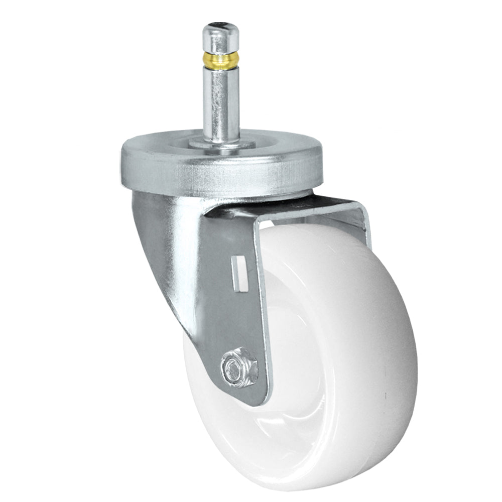 Swivel caster, 3" x 1-1/4" nylon wheel, Grip ring stem 7/16 x 1-3/8" (zinc-plated 24 Series shown)