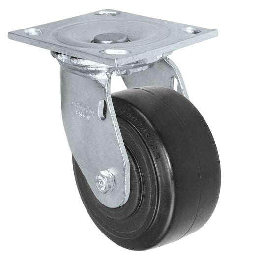 Swivel caster, 4" x 2" rubber on nylon wheel, Plate 4 x 4-1/2"