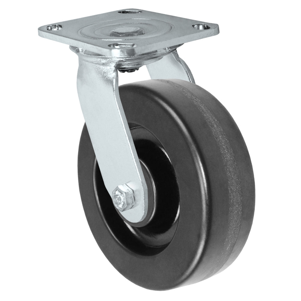 Swivel caster, 6" x 2" phenolic wheel, Plate 4 x 4-1/2"