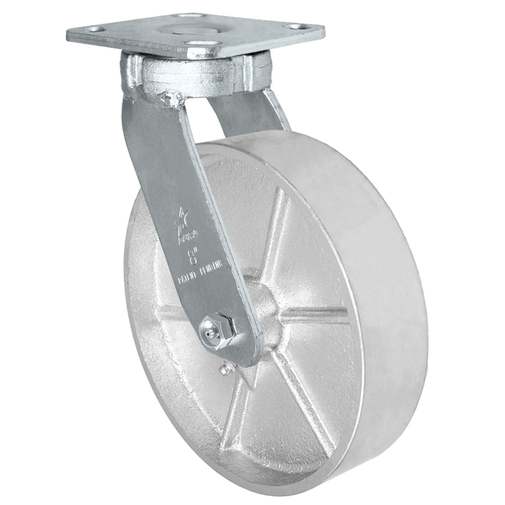 Swivel caster, 8" x 2" semi-steel wheel, Plate 4 x 4-1/2"