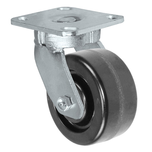 Swivel caster, 4" x 2" phenolic wheel, Plate 4 x 4-1/2"