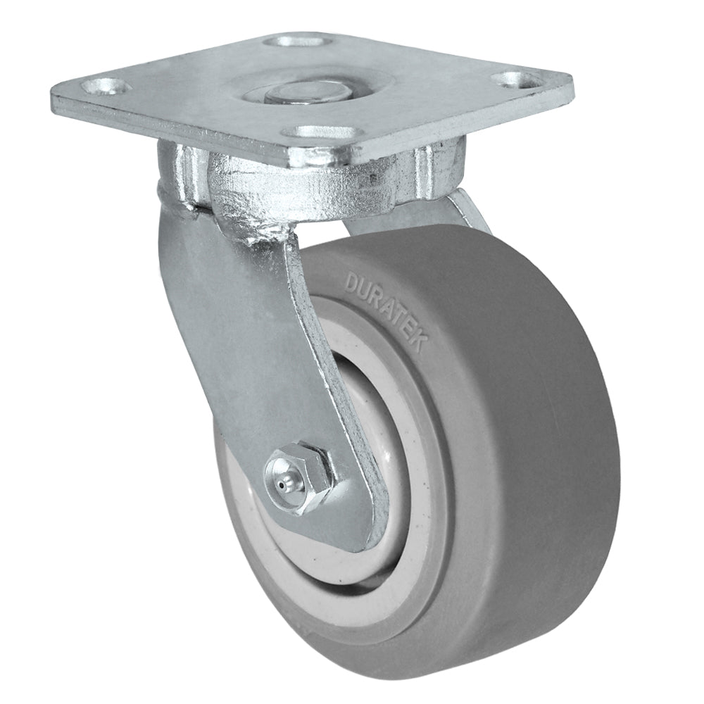 Swivel caster, 4" x 2" duratek rubber wheel, Plate 4 x 4-1/2"