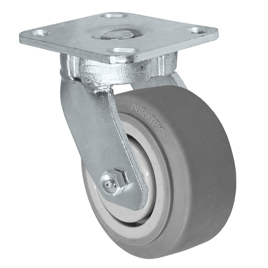 Swivel caster, 4" x 2" duratek rubber wheel, Plate 4 x 4-1/2"