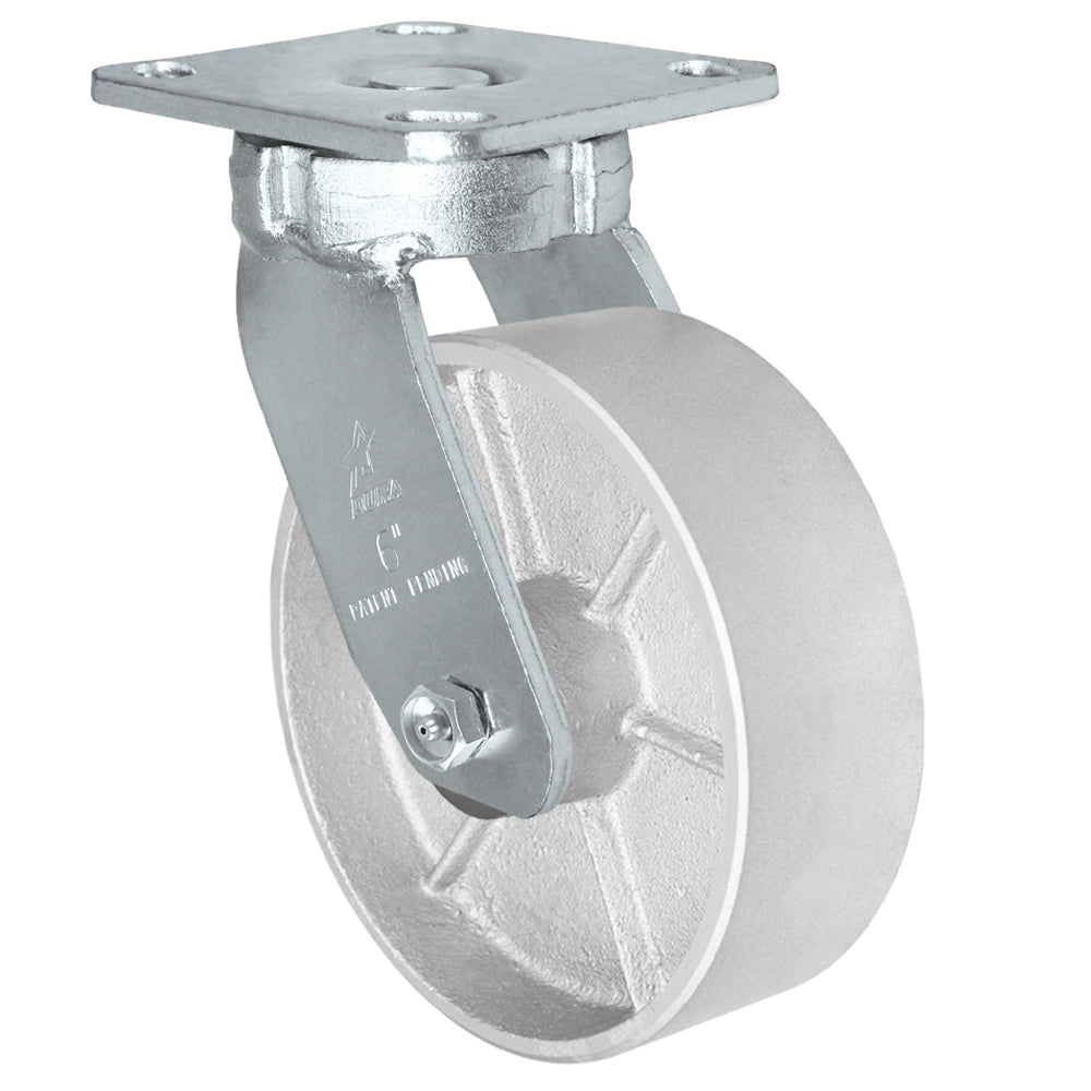 Swivel caster, 6" x 2" semi-steel wheel, Plate 4 x 4-1/2"