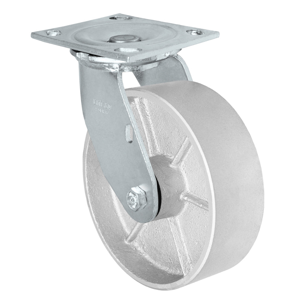Swivel caster, 6" x 2" semi-steel wheel, Plate 4 x 4-1/2"