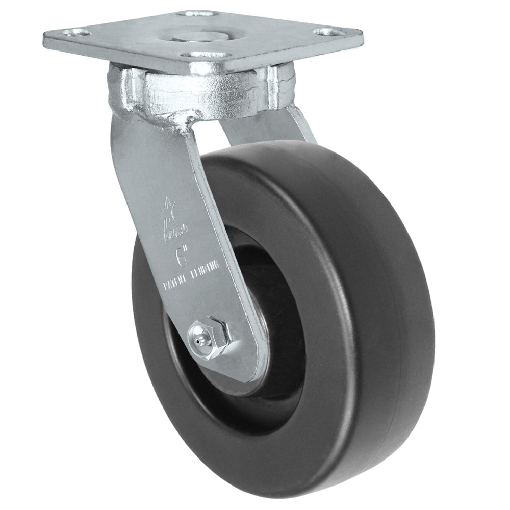 Swivel caster, 6" x 2" hd polyolefin wheel, Plate 4 x 4-1/2"