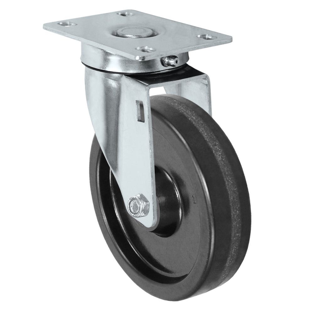 Swivel caster, 5" x 1-1/4" phenolic wheel, Plate 2-3/8 x 3-5/8"