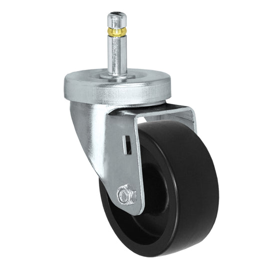 Swivel caster, 3" x 1-1/4" polyolefin wheel, Grip ring stem 7/16 x 1-3/8" (zinc-plated 24 Series shown)