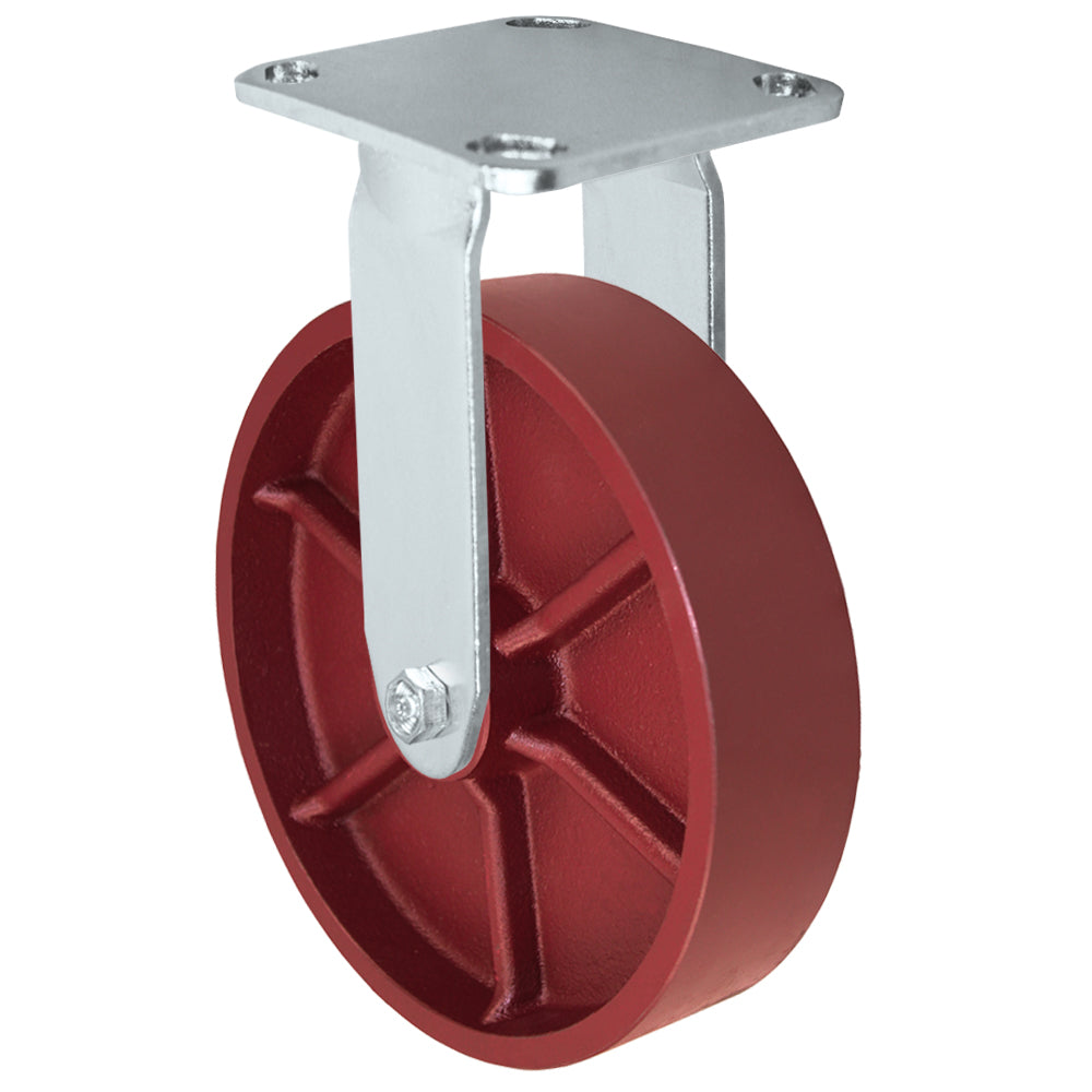 Rigid caster, 8" x 2" ductile steel wheel, Plate 4 x 4-1/2"