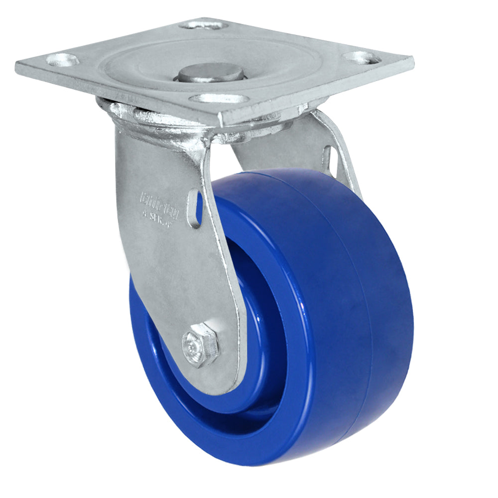 Swivel caster, 4" x 2" solid polyurethane wheel, Plate 4 x 4-1/2"