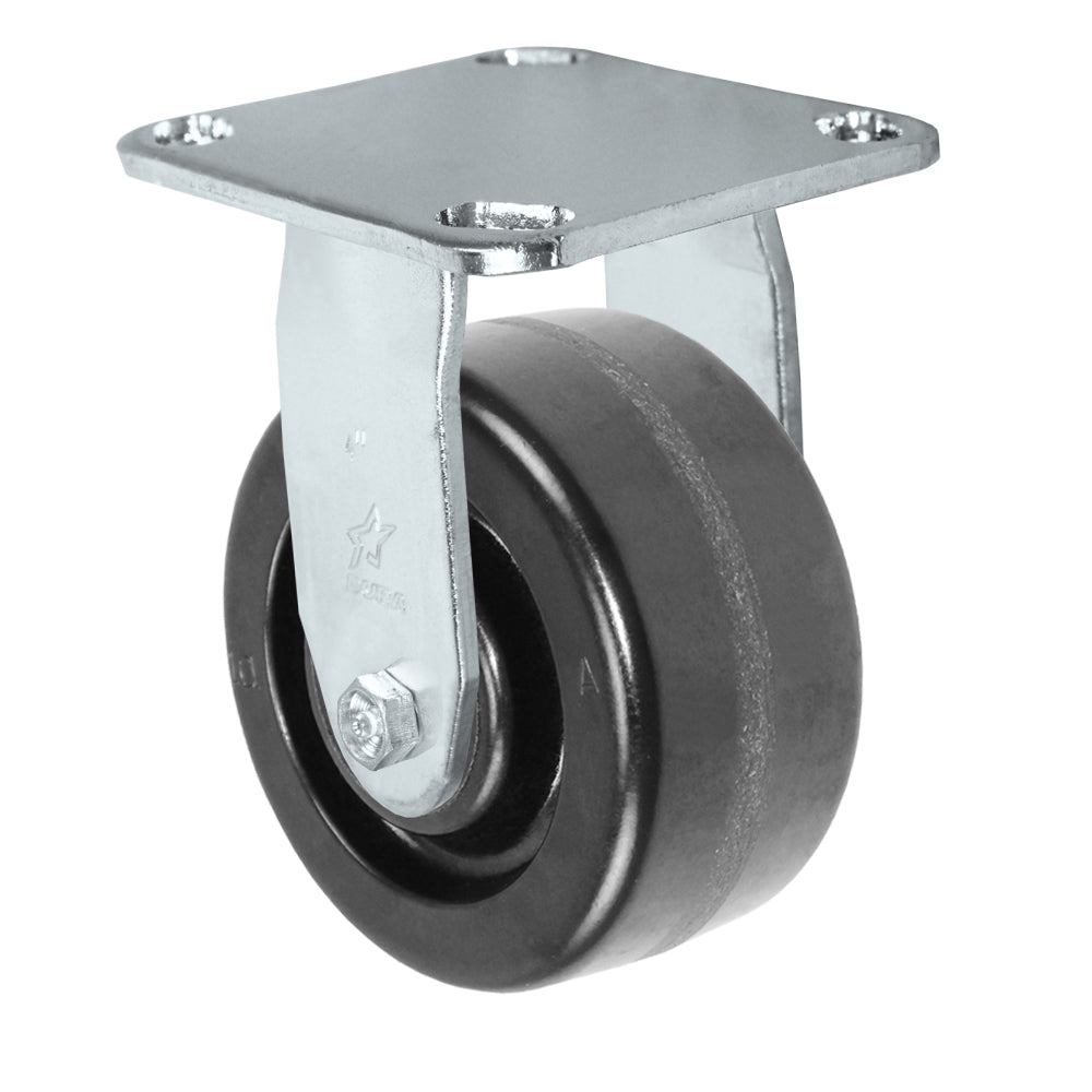 Rigid caster, 4" x 2" phenolic wheel, Plate 4 x 4-1/2"