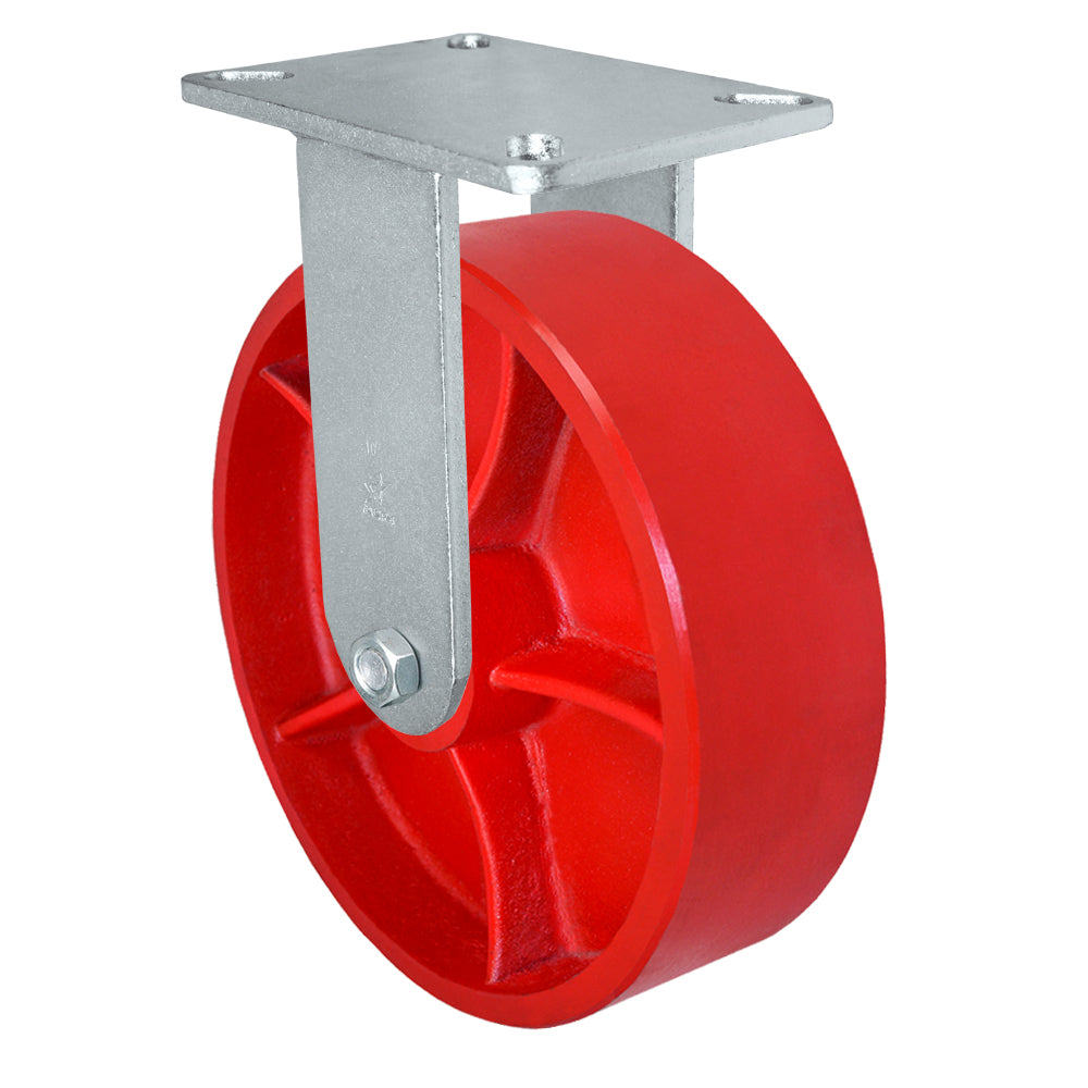 Rigid caster, 10" x 3" ductile steel wheel, Plate 5-1/4 x 7-1/4" (photo from a matching CasterHQ rigid)