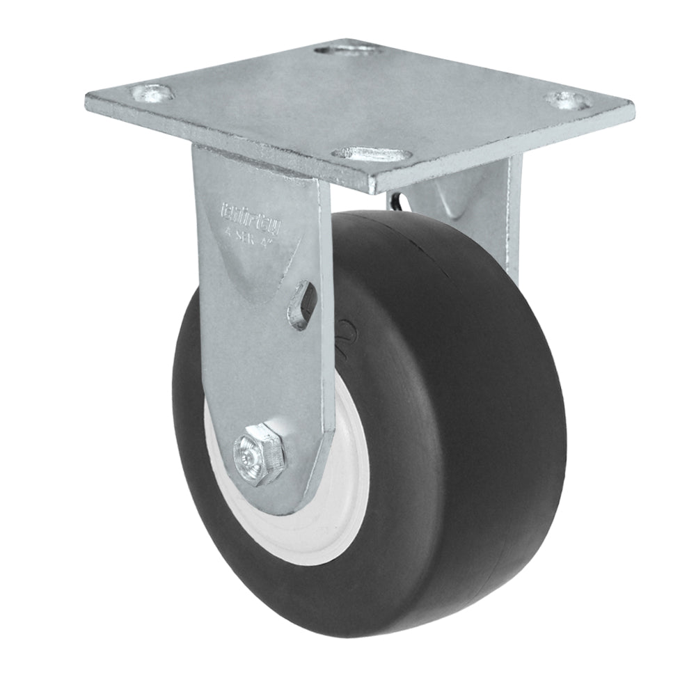 Rigid caster, 4" x 2" thermoplastic rubber wheel, Plate 4 x 4-1/2"