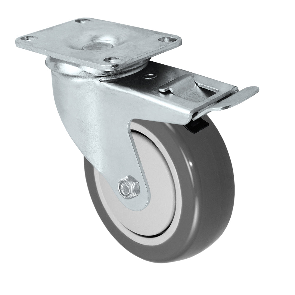 Total lock caster, 4" x 1-1/4" polyurethane wheel, Plate 2-3/8 x 3-5/8"