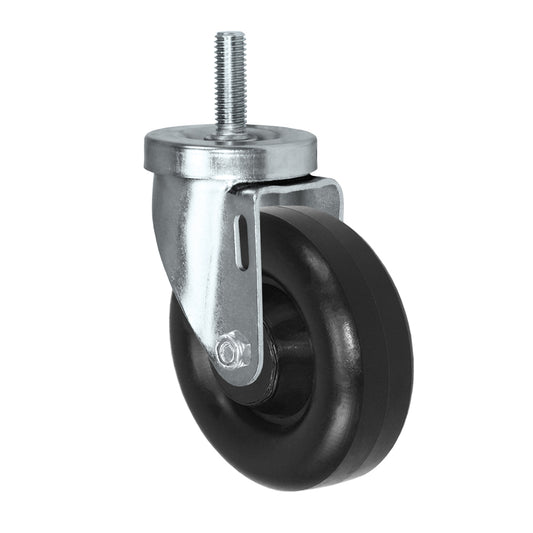 Swivel caster, 4" x 1-1/4" donut polyolefin wheel, Threaded stem 1/2-13 x 1-1/2"