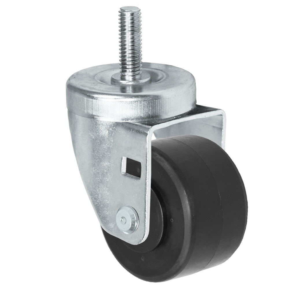 Swivel caster, 3" x 1-13/16" hd polyolefin wheel, Threaded stem 1/2-13 x 1-1/2"