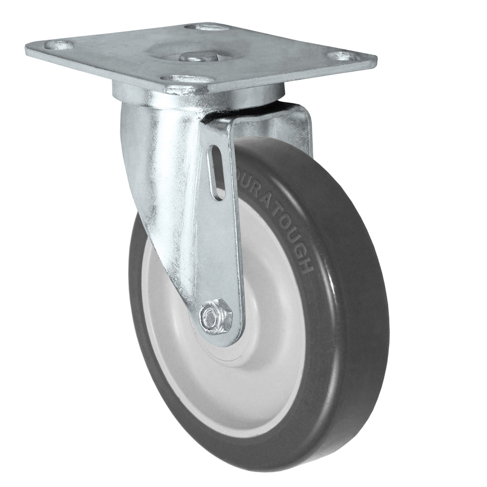 Swivel caster, 3" x 1-1/4" duratough polyurethane wheel, Plate 3-1/8 x 4-1/8"