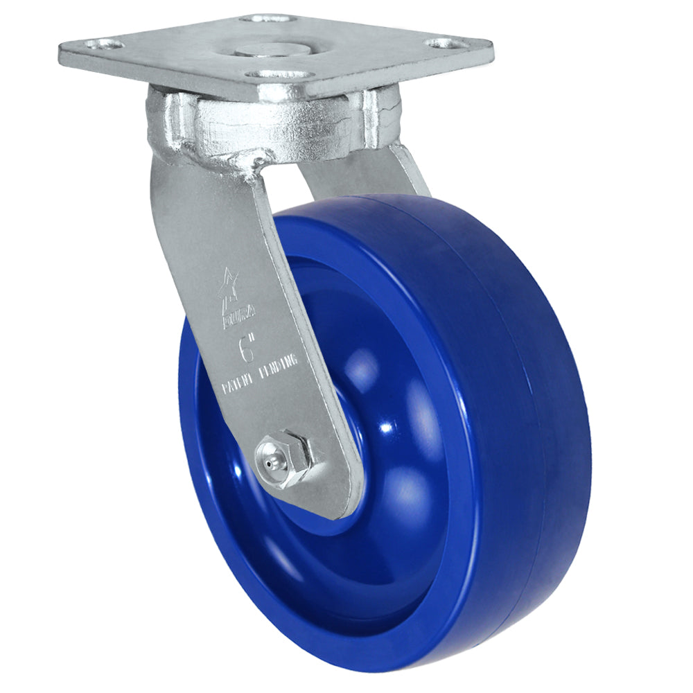 Swivel caster, 6" x 2" solid polyurethane wheel, Plate 4 x 4-1/2"