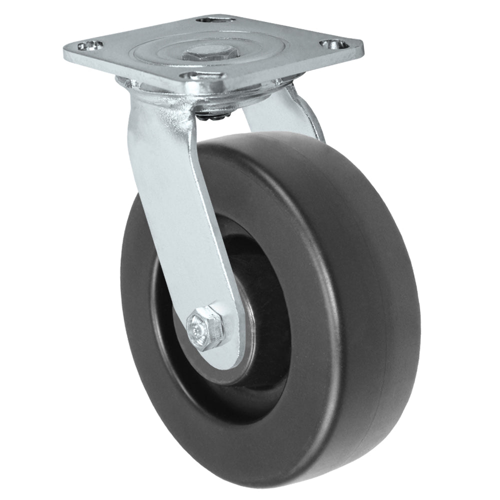 Swivel caster, 6" x 2" hd polyolefin wheel, Plate 4 x 4-1/2"