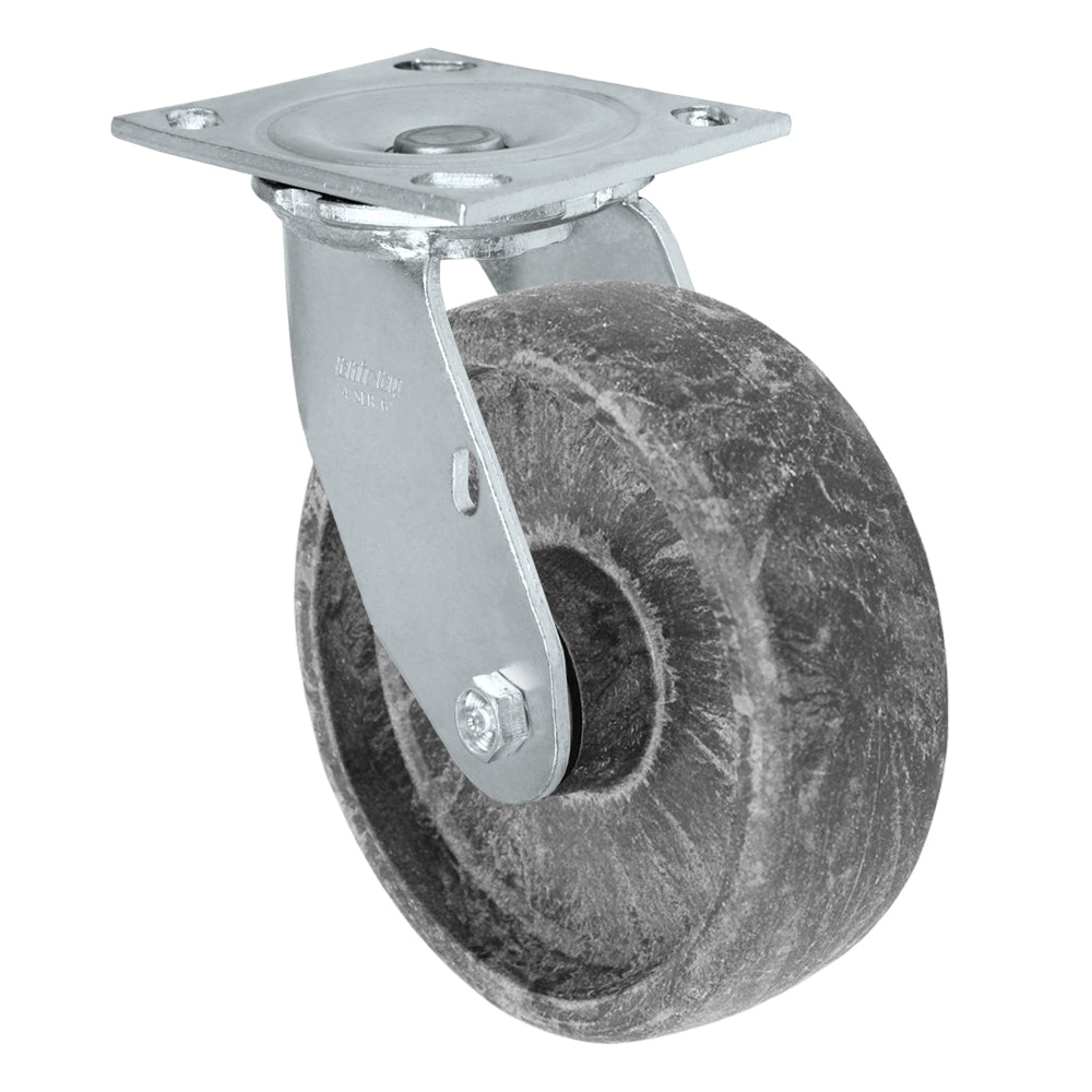 Swivel caster, 6" x 2" high-temp glass-filled nylon wheel, Plate 4 x 4-1/2"