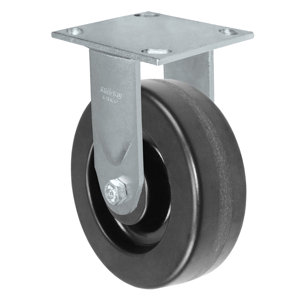 Rigid caster, 6" x 2" phenolic wheel, Plate 4 x 4-1/2"