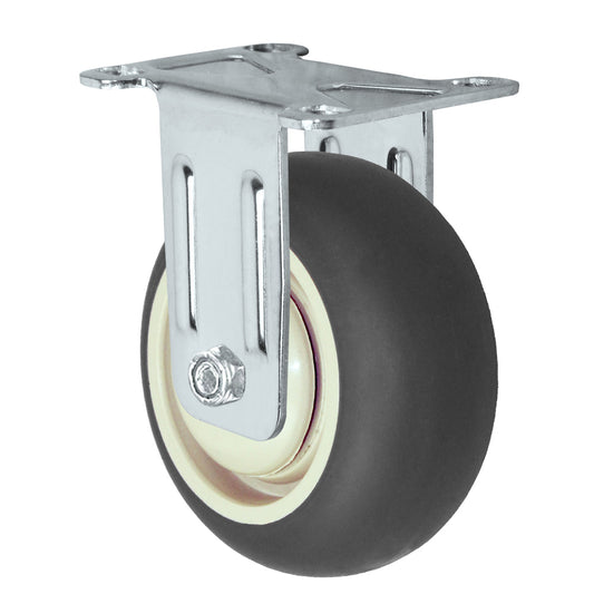Rigid caster, 3" x 1-1/4" donut thermoplastic rubber wheel, Plate 2-3/8 x 3-5/8"