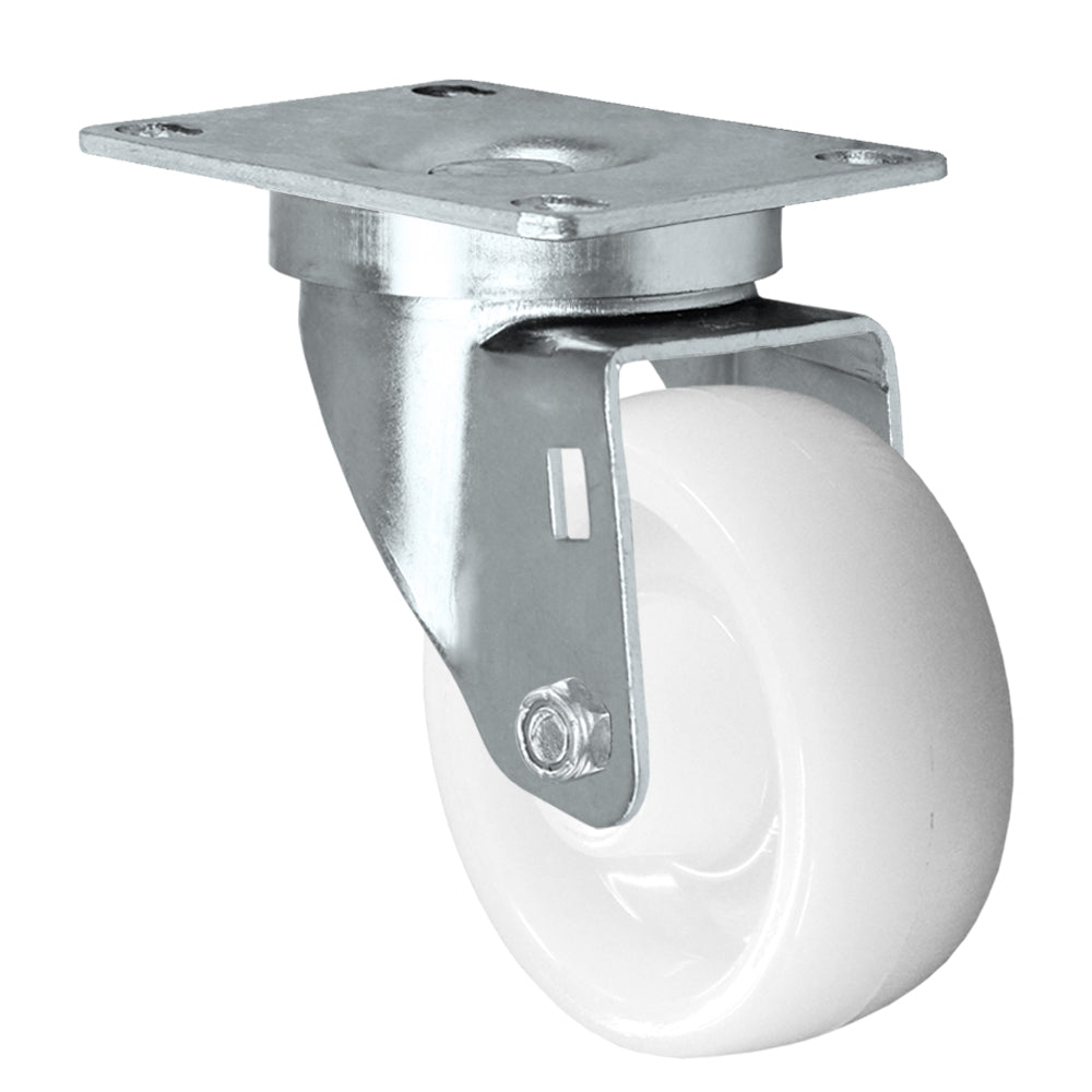 Swivel caster, 3" x 1-1/4" nylon wheel, Plate 2-3/8 x 3-5/8"
