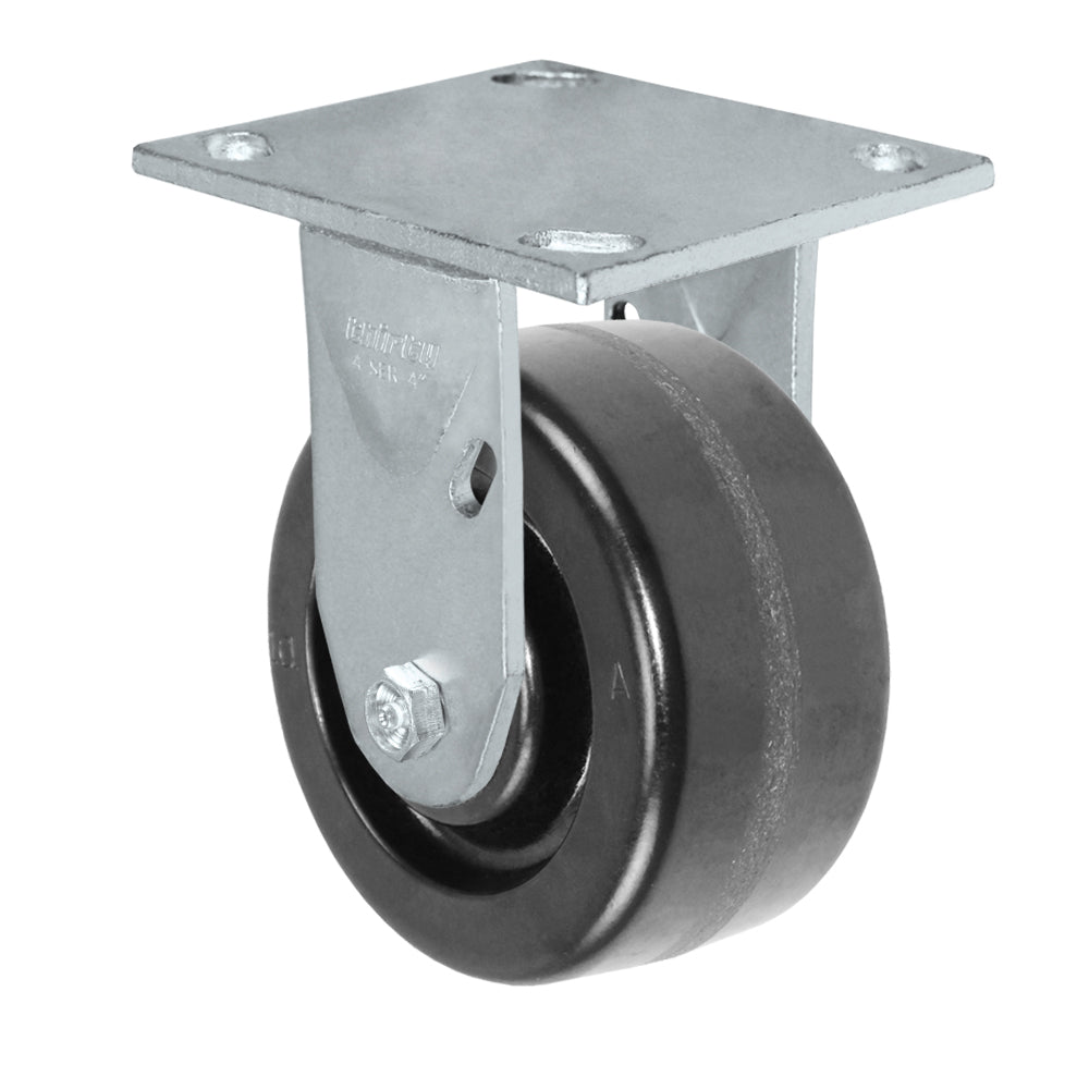 Rigid caster, 4" x 2" phenolic wheel, Plate 4 x 4-1/2" (photo from a matching CasterHQ rigid)